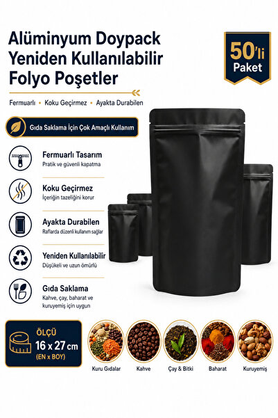 DOYPACK Aluminum Reusable Foil Packaging – 50-Piece Doypack, Odor-Proof, Stan...