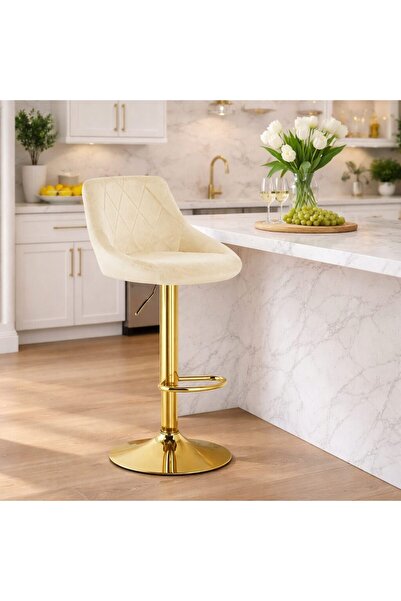 Artool Scaun de bucatarie/bar, Artool, Kast, rotativ, catifea bej, picior met...