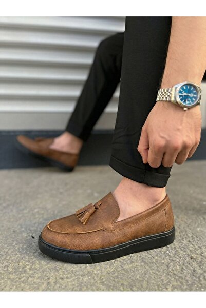 pabucmarketi Taba (Black Sole) Tasseled Men's Casual Shoes