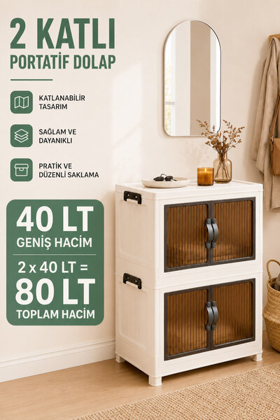 EVONİTA İstiflenebilir Organizer Dolap Çok Amaçlı Kapaklı Portatif Şık Görünü...