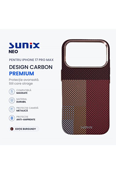 Sunix Husa Neo pentru iPhone 17 Pro Max, Compatibila MagSafe, Design Carbon P...