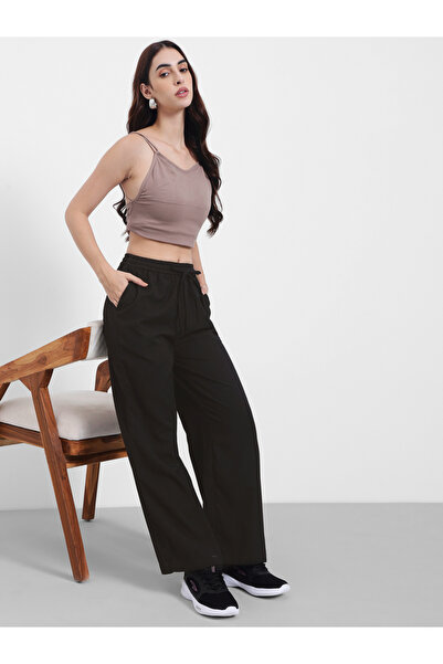 Styli Textured Wide Leg Pants with Side Pocket