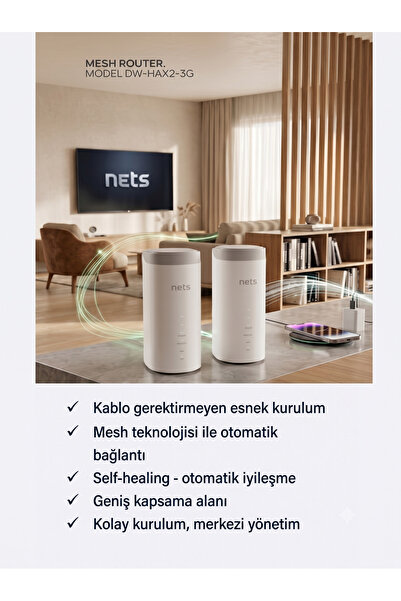 NetsShop Nets DW-HAX2-3G AX3000 WiFi 6 Mesh Home Router - 4 Port Gigabit & PoE