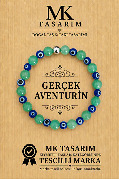 MK tasarım Real aventurine stone bracelet-mkt.1.101.67 relaxing, stress relie...