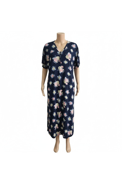 STAR CİTY V-Neck Short Sleeve Combed Cotton Dress