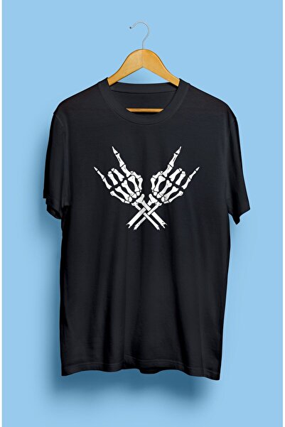 YQYQ Μπλουζάκι Unisex Rock Metal Sign Skeleton με τυπωμένο σχέδιο