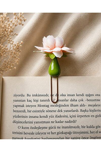 Güsvent Design Co El Yapımı Çiçekli Vazo Kitap Ayracı