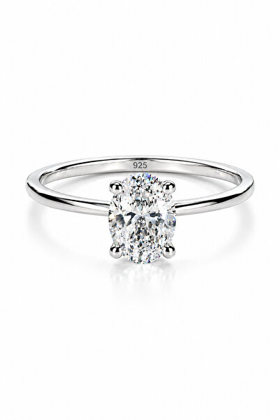KLAZOJEWELRY 925 Ayar Gümüş Üzeri Yüksek Kalite Rodyum Kaplama Oval Kesim Min...