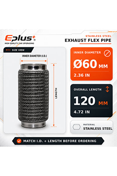 Choice ID 60MM-120MM Universal Automotive Chain Link Mesh Exhaust Hose Stainl...