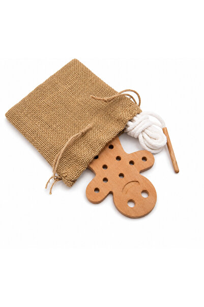 Montessori Gemisi Montessori Cookie Man Stringing Set |   Wooden Rope Threadi...