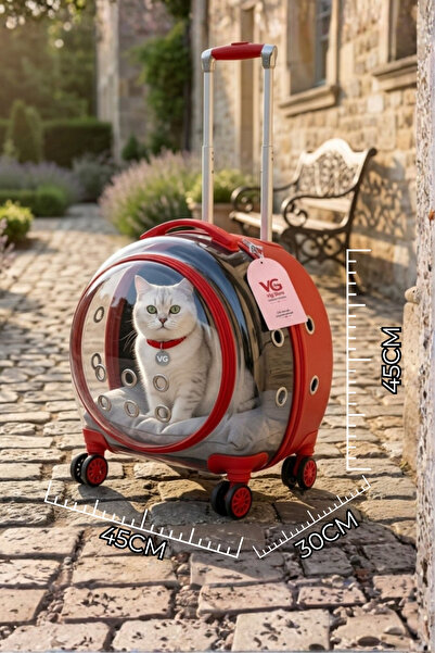 VİGİ STORE VG Premium XL Çekçekli Kedi Taşıma Valizi | Şeffaf Astronot Kedi &...