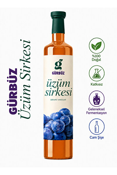 Gürbüzden Üzüm Sirkesi Doğal Fermantasyon Grape Vinegar 500 ml