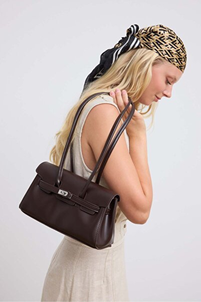 Shule Bags Giselle Kilitli Baguette Bag Bitter Coffee