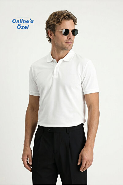 Kiğılı Polo Yaka Regular Fit Nakışlı Pamuk Tişört