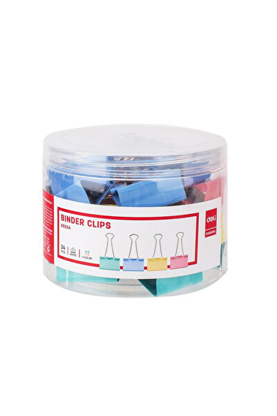 Deli Cleme pentru documente 41mm colorate, 24 buc./cutie plastic Deli