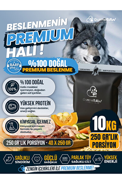 | BARF PLUS EXTRA | Toplam 10 kg | 250 gr Porsiyonlu | Premium Çoklu Proteinli Çiğ Köpek Maması
