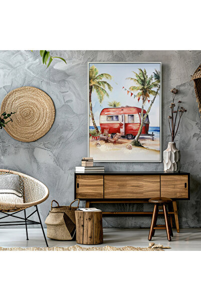 MallDeco Tablou Canvas Modern, Summer Vibe, Pictat Manual, cu Ramă PS