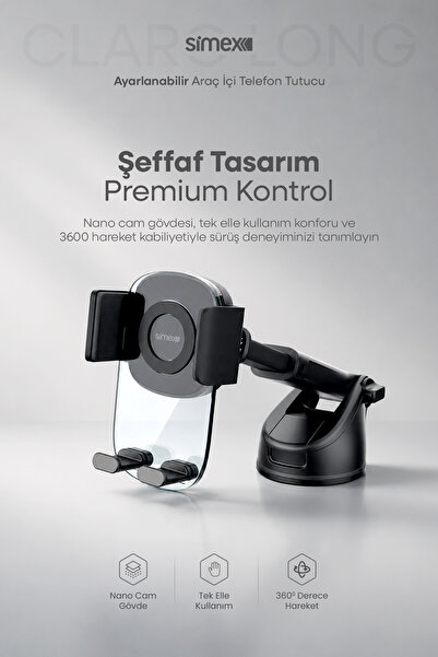 Simex Ultra Stabil Vakumlu Araç İçi Telefon Tutucu 360° Dönebilen Ayarlanabil...