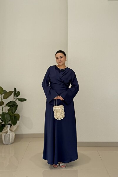 CHUL طقم فستان سهرة نسائي مقاس كبير مكون من قطعتين من زارا ساتان مع تنورة متق...