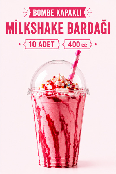 Delvos 10 Adet Bombe Kapaklı 10 Adet 400 Cc Plastik Pet Bardaklı Soğuk Kahve ...
