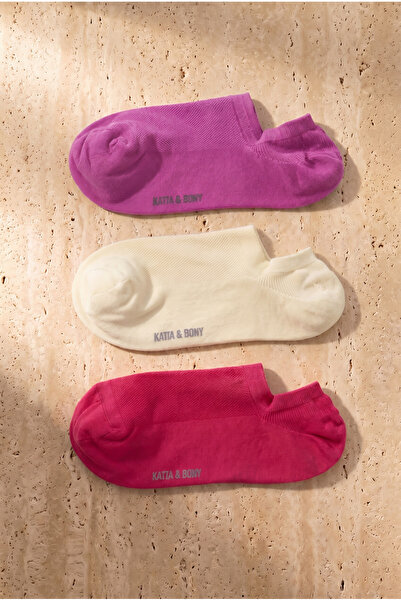 BONY SOCKS Ženske čarape od 3 dela, Osnovni koraka, ljubičasta kombinacija