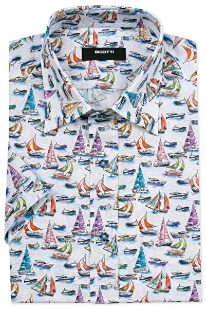 Bigotti Camasa maneca scurta Slim Alba print floral