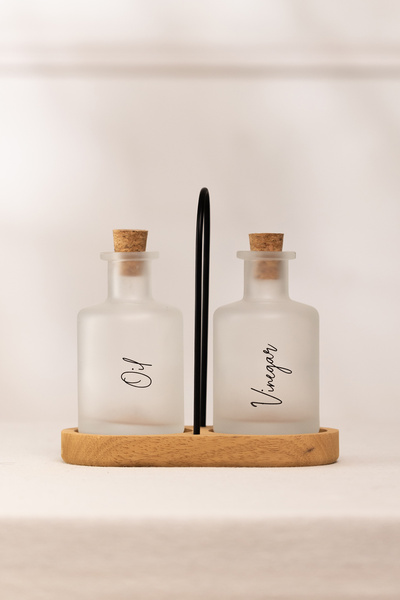 Rakle Vigo Bamboo Stand 2-Piece Oil-Syrup Set 200 Cc