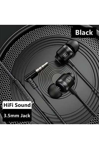 Choice 3.5MM Black 9D HIFI Heavy Bass Game Earphones 3.5MM AUX/Type-C 90° L E...