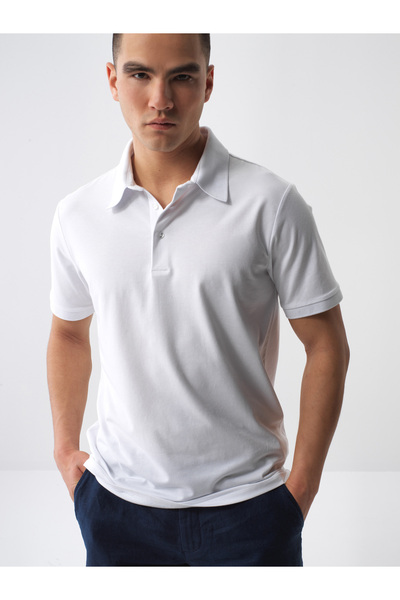 Xint Erkek Beyaz Pamuk Dokulu Slim Fit Tişört
