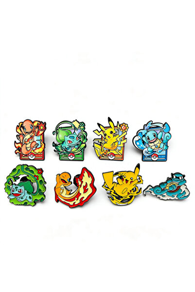 Choice Bandai 8pcs brooch 8pcs Set Anime Enamel Pin Badges - Pikachu Charmand...