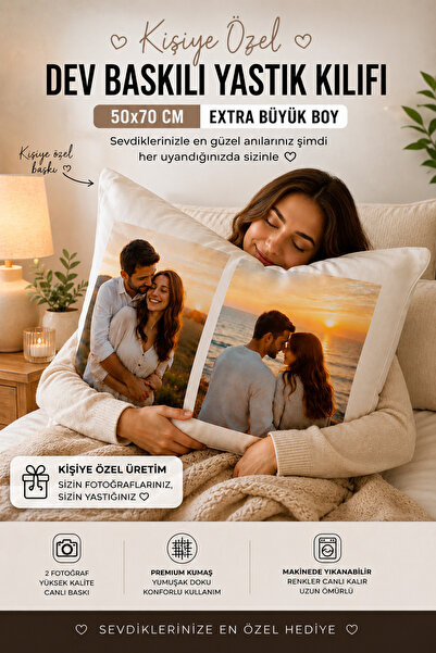 imkaya 50 x 70 Kişiye Özel Baş Yastığı Kılıfı Kalın Kumaş Fotoğraflı Ultra Ka...