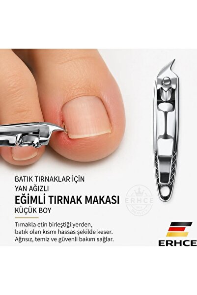 ERHCE Batık Tırnaklar için Yan Ağızlı Eğimli Tırnak Makası Küçük Boy – Hassas...