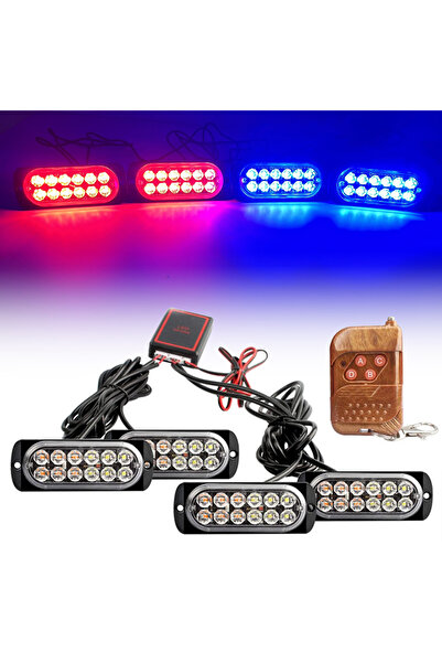 Choice3 Red Blue ﻿ 4x12 Wireless Remote Amber LED Emergency Flash Light Car G...