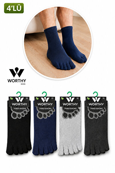 WORTHY SOCKS 4 Çift Unisex Bambu Parmak Çorap Mantar Önleyici Ter Emici 4' lü