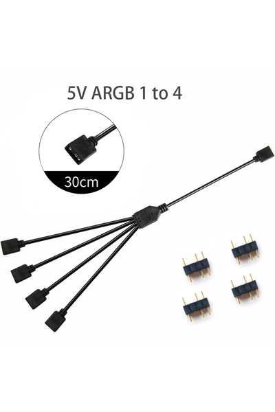 Choice 30cm 5V 1 to 4 Sync Motherboard Cable 4PIN 12V RGB 3PIN 5V ARGB 1 to 2...