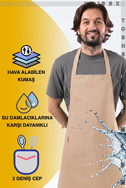 TOSHE Mutfak Önlüğü Suya Dayanıklı Mutfak Önlük Şef Önlüğü 2 Geniş Cepli Bari...