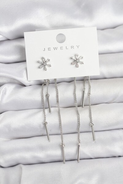 Inure Jewelry أقراط نسائية متدلية من النحاس الفضي على شكل زهرة