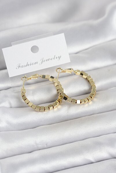 Inure Jewelry أقراط نسائية من النحاس باللون الذهبي على شكل حلقة مربعة