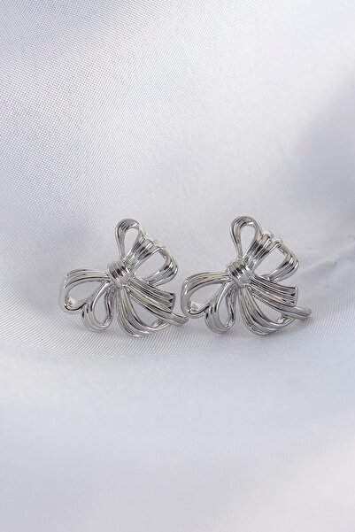 Inure Jewelry النحاس الفضة اللون القوس الأقراط