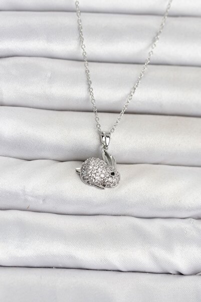 Inure Jewelry 316L Steel Chain Silver Color Zircon Stone Rabbit Model Women's...