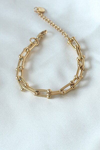 Inure Jewelry سوار نسائي من الفولاذ 316L بلون ذهبي موديل تيفاني