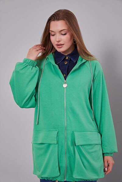 Levidor Light Green Hooded Stone Cap with Rope Detail