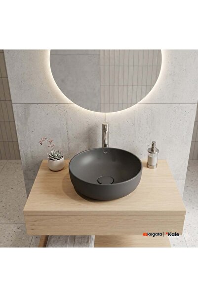 KALE Zero 2.0 40 Cm Mat Antrasit Gri Yuvarlak Çanak Lavabo