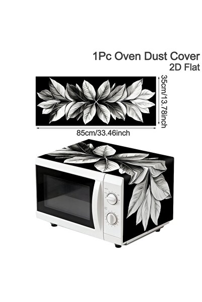 Choice 01 Black Leaves Oven Dust Cover Retro Polyester Microwave Dust Cover M...