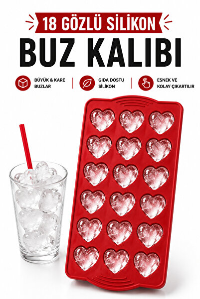 Delvos Pratik Kalp Şeklinde Silikon Buz Kalıbı | Silikon Yapışmaz Buzluk Kalp...