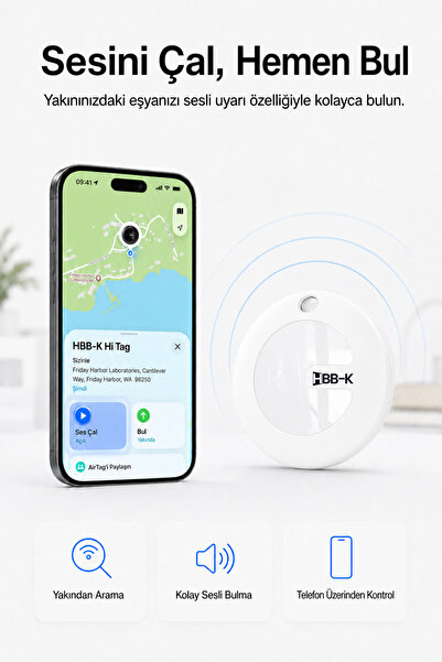HBB-K Android Uyumlu Tag Google Sertifikalı Akıllı Takip Cihazı (Beyaz) - ANDROİD UYUMLUDUR