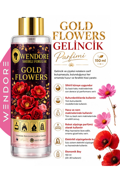 Wendore Gold Flowers Sihirli Kokular Küre&tüm Makinelere Uyumlu Geniş Alan Ko...