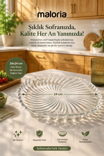 Maloria Santa Balık Sırtı Kare Tabak Sunum Kayık