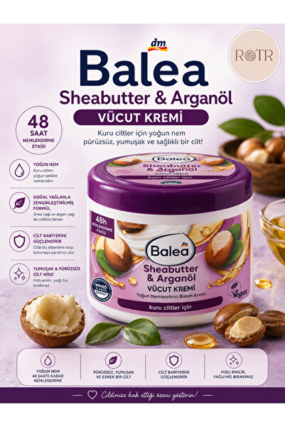BALEA Shea Yağı & Argan Yağlı Vücut Kremi Kuru Ciltler İçin 500 ml