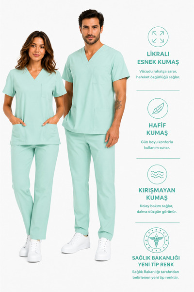UMAY ÜNİFORMA Scrubs Takım Likralı Esnek Kadın Lacivert Kahve Mint Yeşil Mor ...